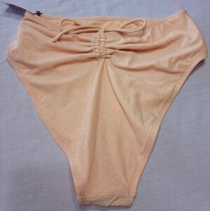 NWT Shade & Shore Sparkling Peach High-Waisted Medium Seat Bikini Bottom Ruched
